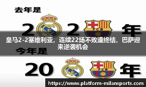 皇马2-2塞维利亚，连续22场不败遭终结，巴萨迎来逆袭机会